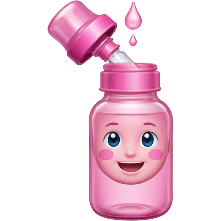 Smiling freaky baby oil bottle pink emoji