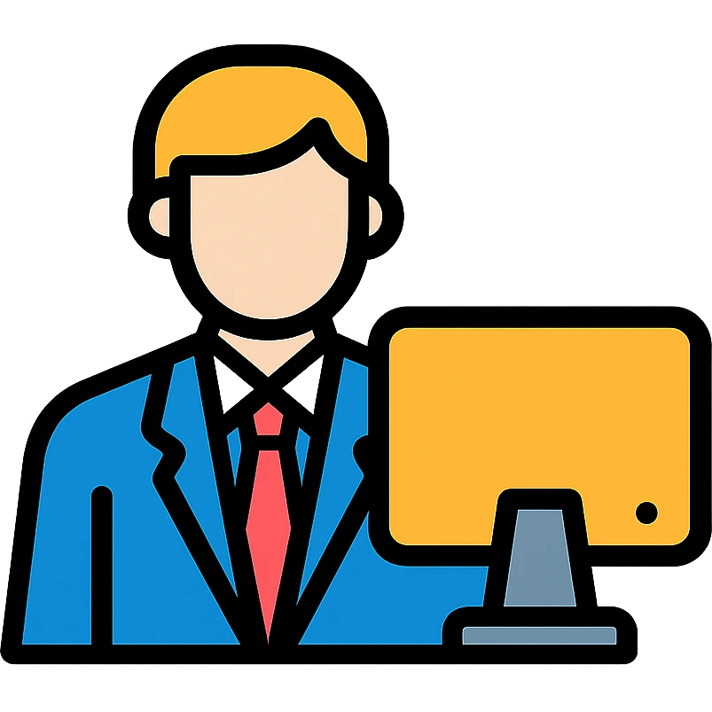 A person in a business suit working on a computer emoji