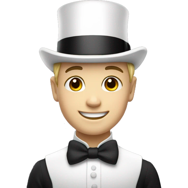 Smiling boy white skin in top hat emoji