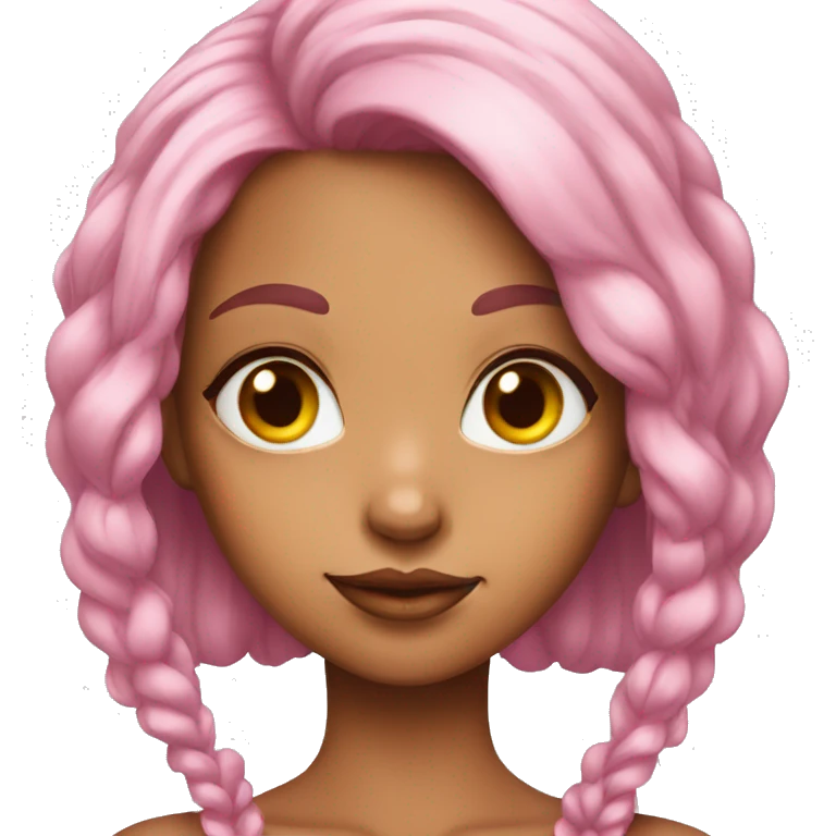 A girl with long, pink hair, yellow eyes, and a heart-shaped tattoo under her eye emoji