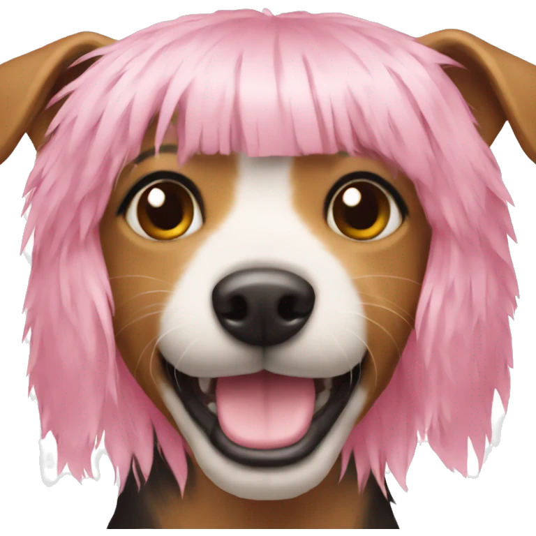 Cut dog with pink hair emoji