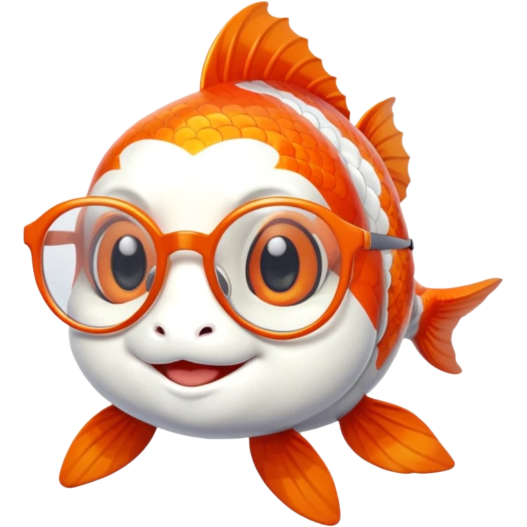 Anime koi cart fish with glasses smiling  emoji