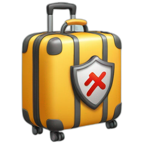travel luggage with shield with a tick mark emoji