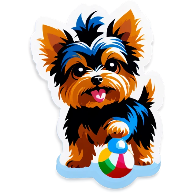 Yorkie playing with toys emoji
