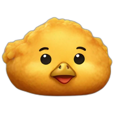 a chicken becoming a nugget emoji