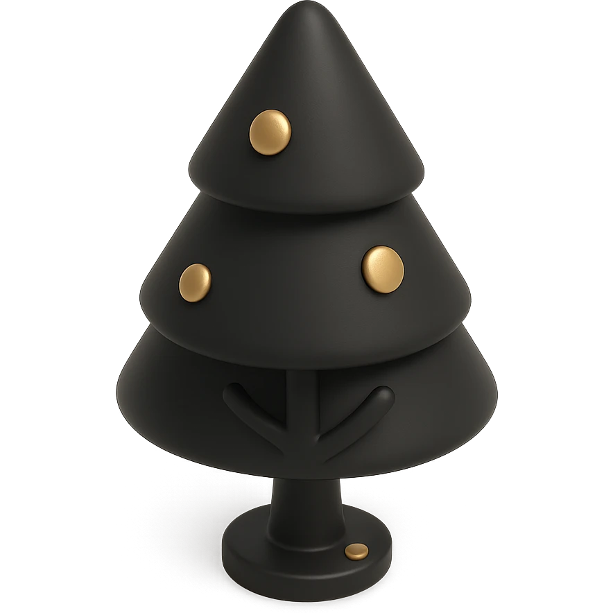 a tree in 3D black style emoji