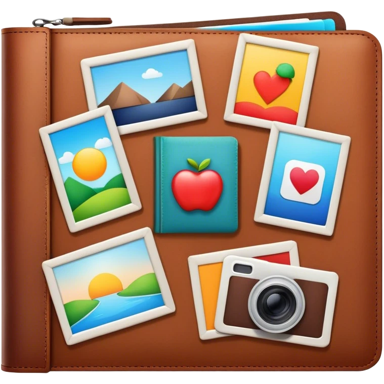 portfolio with photos sticking out of it emoji