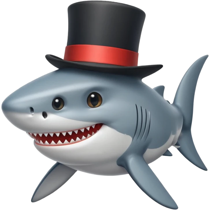 Shark with a top hat emoji