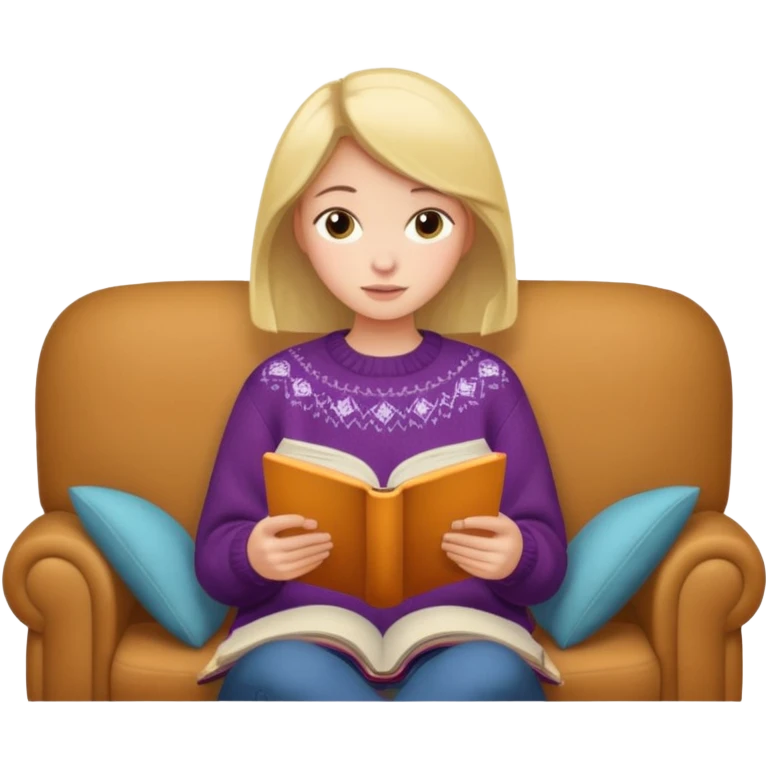 Cosy Couch with reading girl emoji