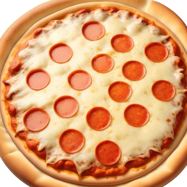Hyper-realistic, delicious whole cheese pizza emoji