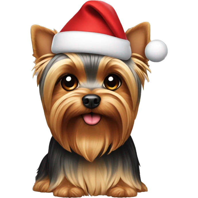 yorkie dog wearing santa hat  emoji