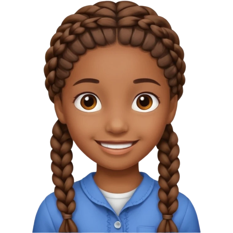 student, brown braid hair girl kid emoji