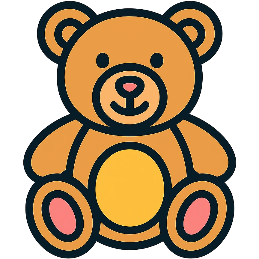 teddy bear icon with color outline emoji