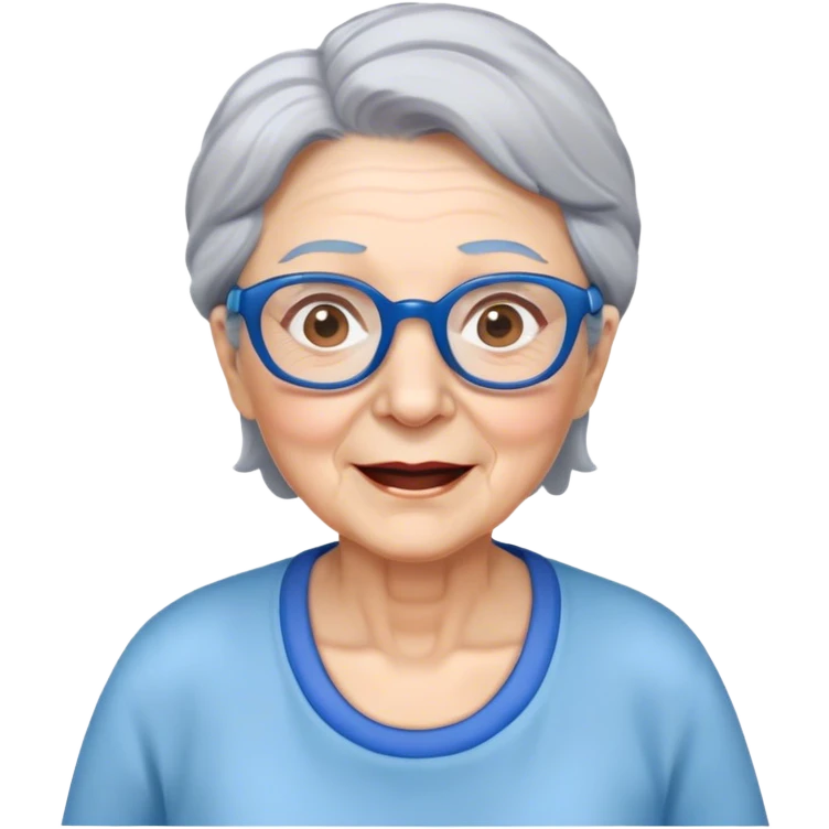 Granny with blue glasses running emoji