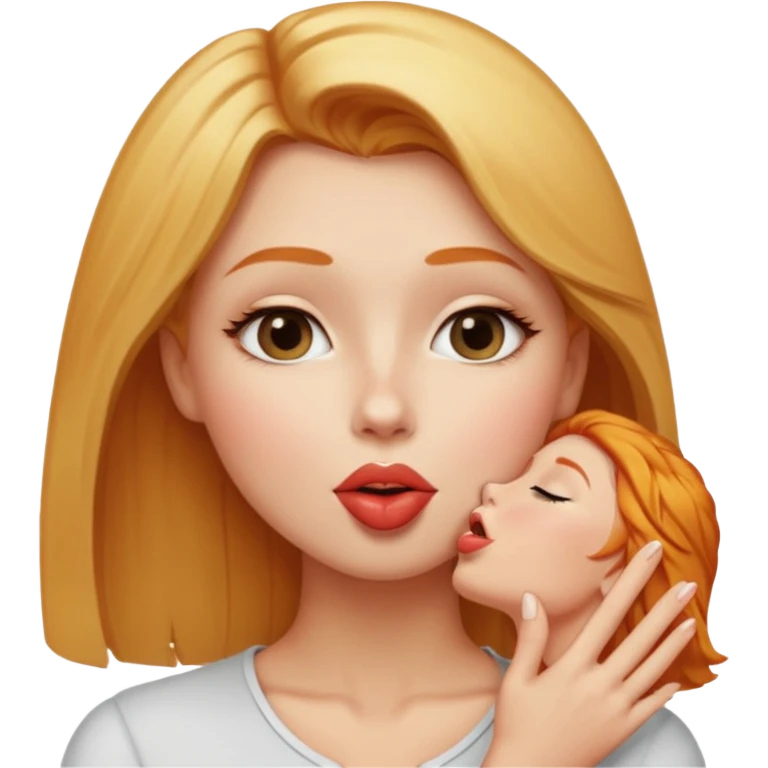 short blonde woman sending kiss to tall ginger emoji