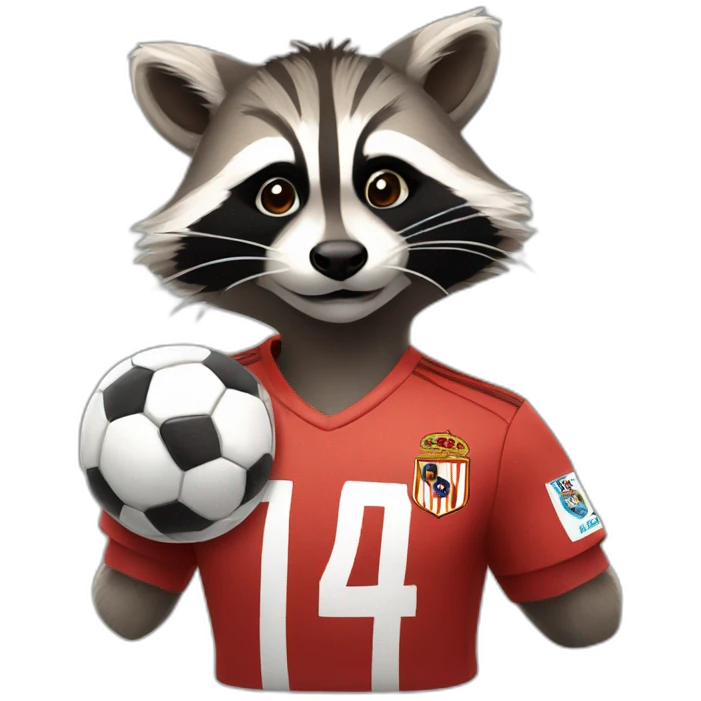 raccoon dressed in madrid soccer gear emoji