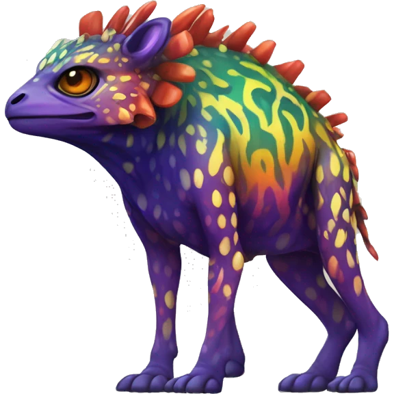 a colorful edgy vernid-fionbri-animal-creature with splash patterns full body emoji