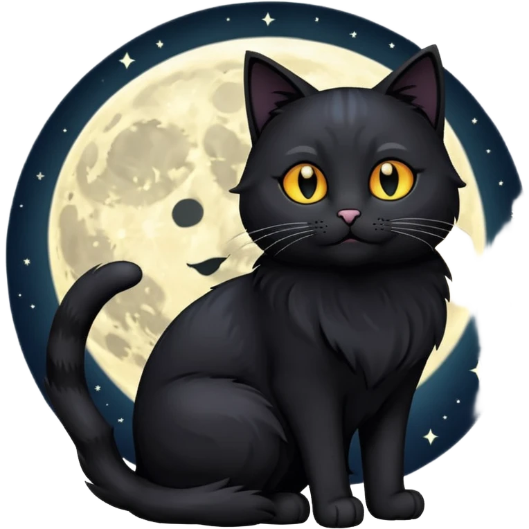 Dark cat with the moon emoji