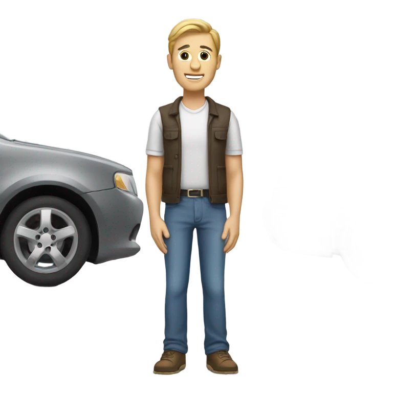 White man waiting near a car emoji