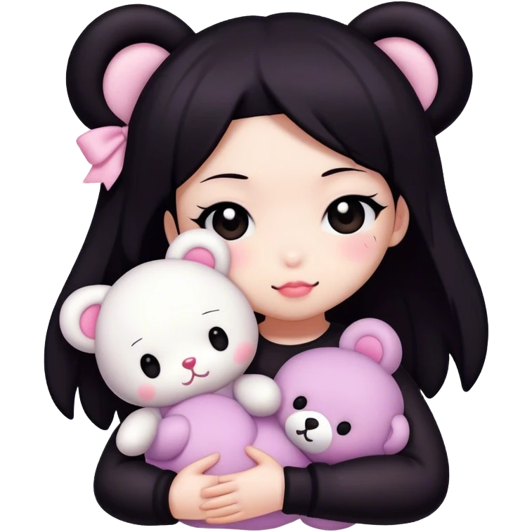 kuromi from sanrio hugging a teddybear emoji