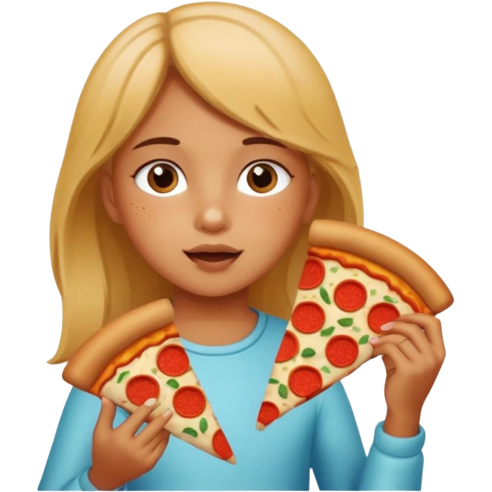 girl Child Eating Pizza emoji