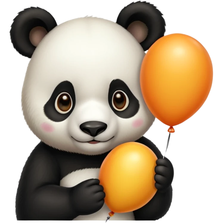 panda holding yellow and orange lines balloon in hand emoji