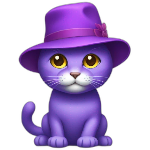 Purple cat wearing a hat emoji