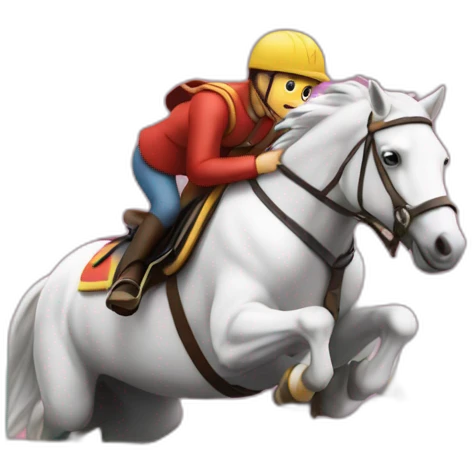 Cheval sautant au dessus d'un obstacle emoji