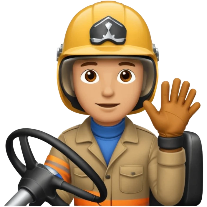 A guy driving in private car with helmet and golves emoji