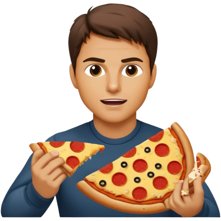 Tom Cruise eating cat pizza emoji