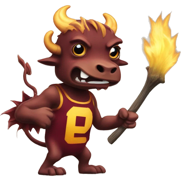 Sparky the sundevil pitchforking a buffalo emoji