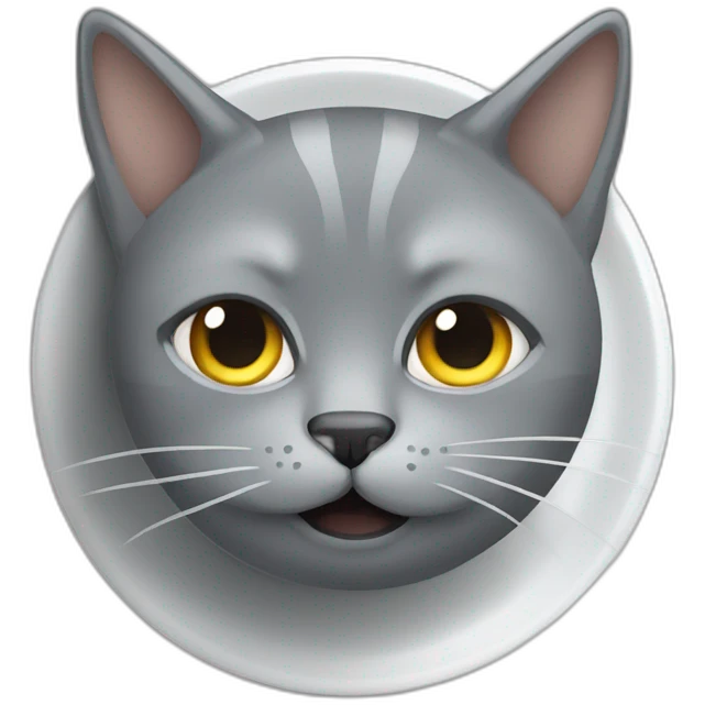 Hungry grey cat with empty plate emoji