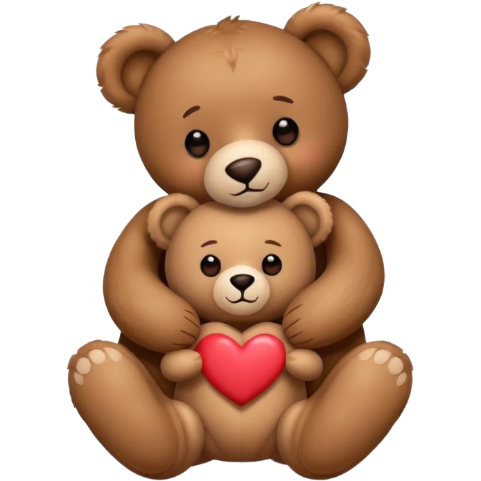 Teddy hugging another teddy with hearts emoji