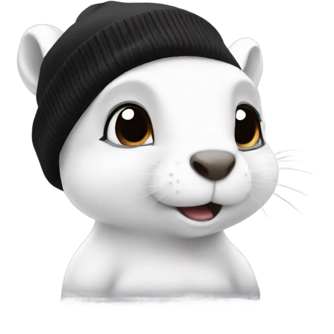 White squirrel with black beanie emoji