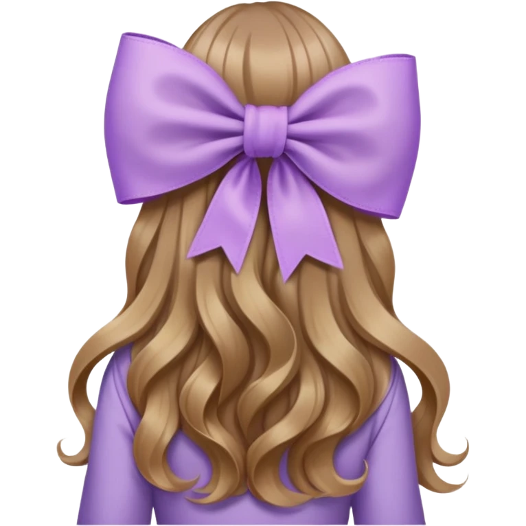 light brown open wavy long hair from behind with a lilac bow emoji