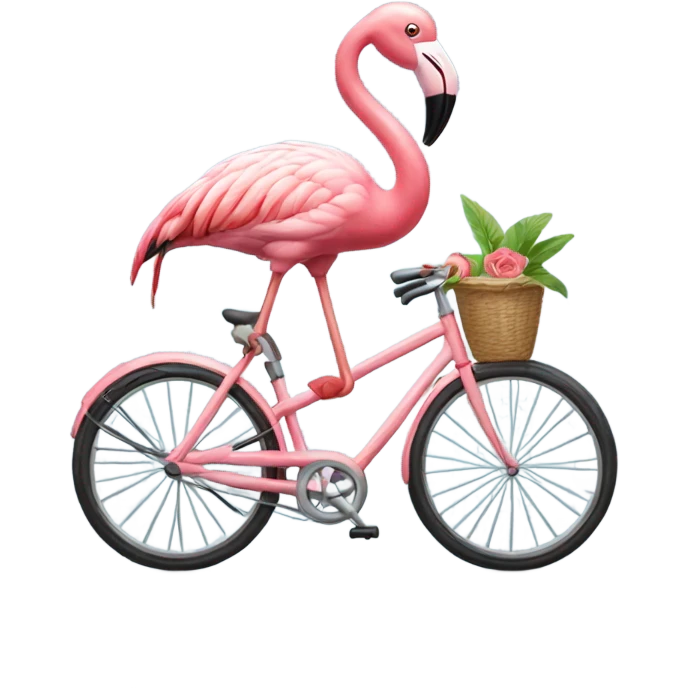 Flamingo riding a bike  emoji