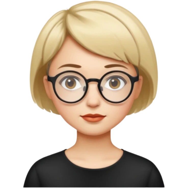 female short hair and round glasses emoji
