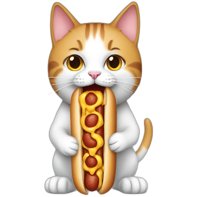 cat eating a hotdog emoji