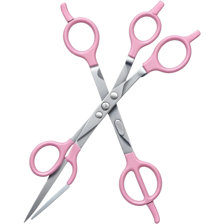 chrome hairdressing scissors with pastel pink handles, iOS Apple emoji style emoji