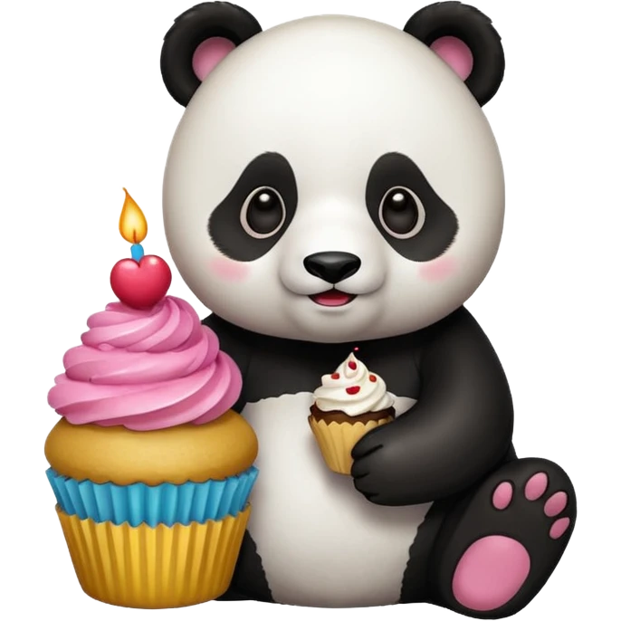 panda with cupcake emoji