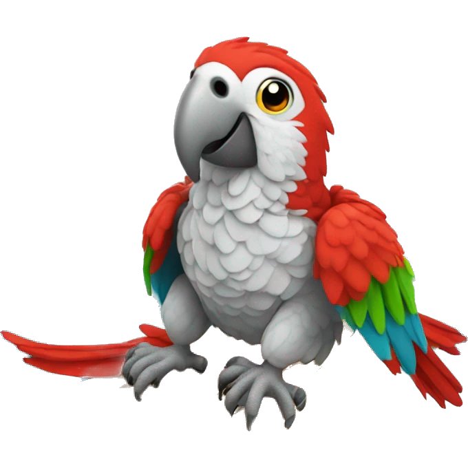 Parrot ara red riding a wave emoji