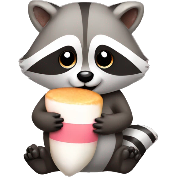 Cute raccoon eating a marshmallow  emoji