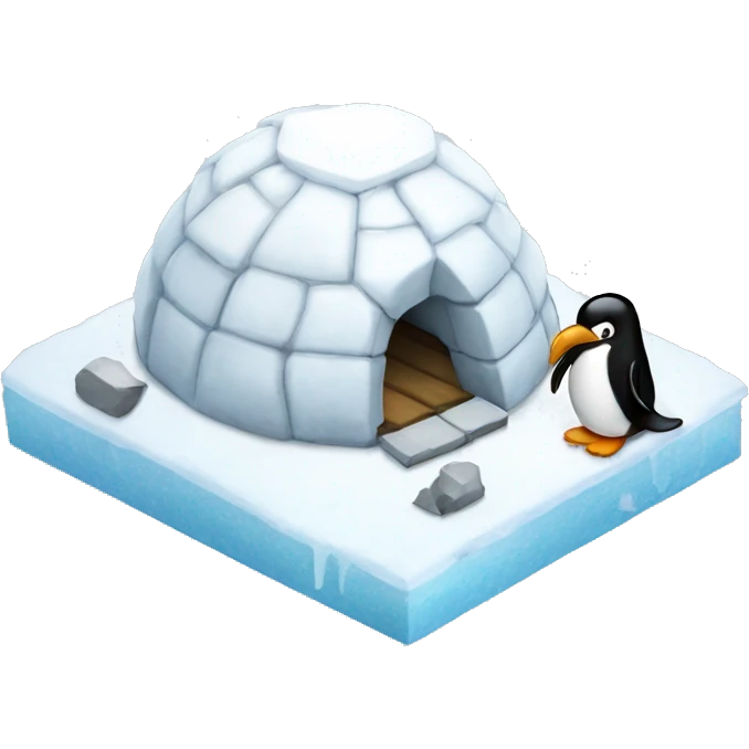 Igloo with a penguin emoji