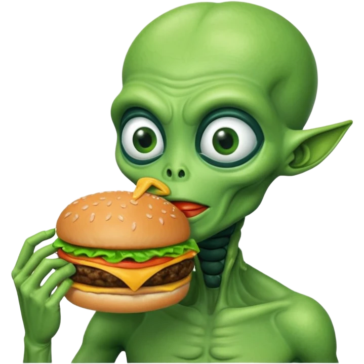 a alien eating a burger emoji
