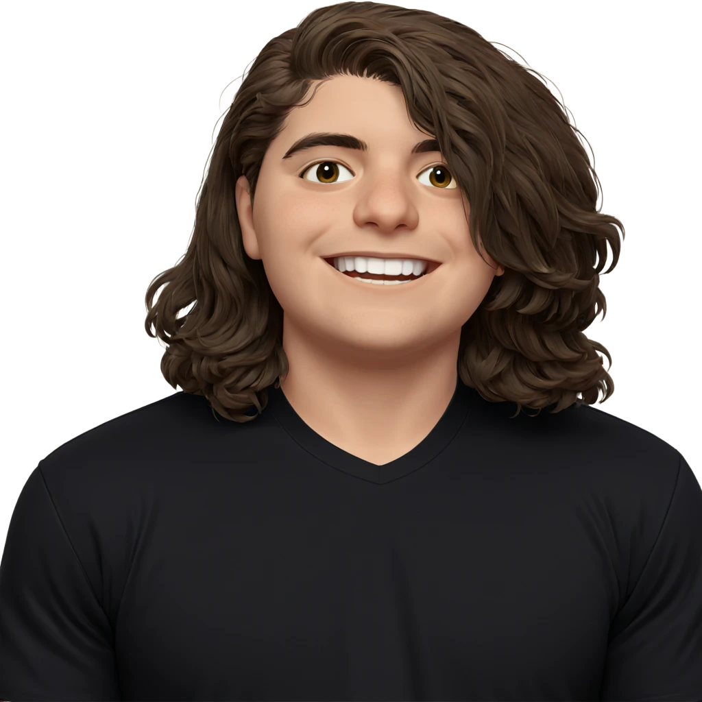 smiling boy in black shirt emoji