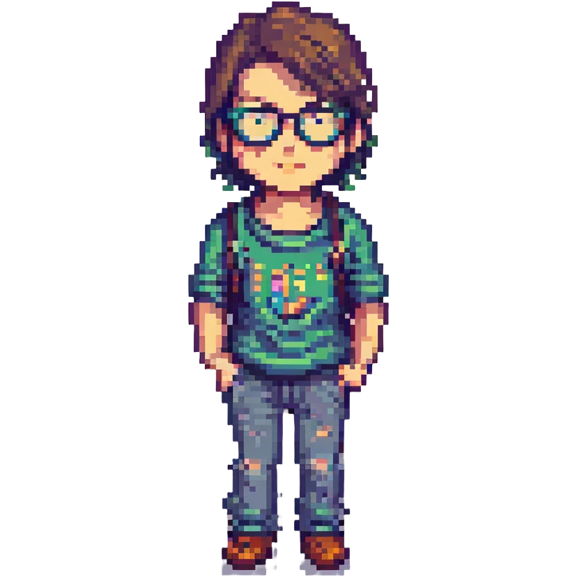 male coder with glasses pixel art style emoji