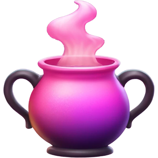Pink ombre witching brew pot with bubbles and glitter  emoji