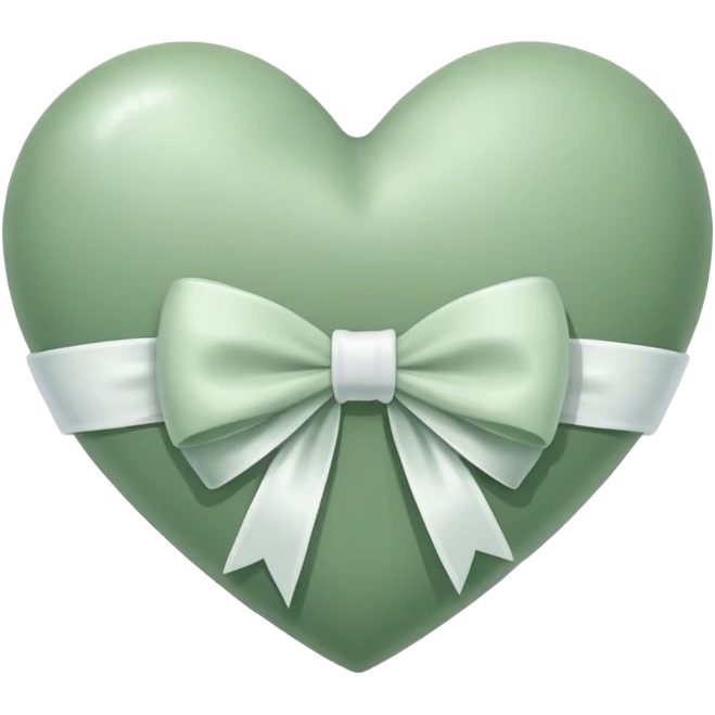 sage green heart with a bow on it  emoji