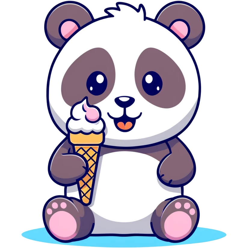 Panda eating ice cream emoji