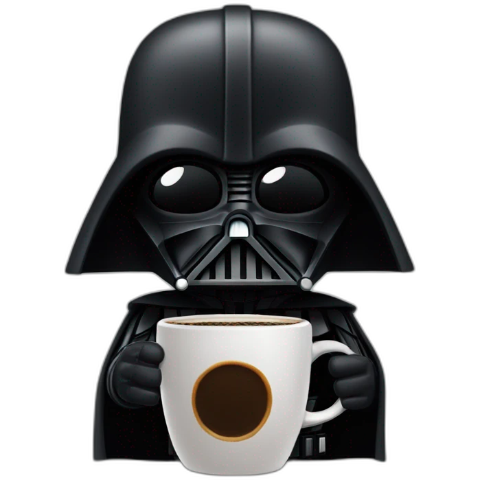 Dark Vader dando los buenos dias con una taza de café emoji